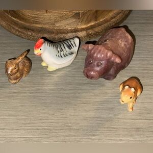 4 Piece Count Bundle Trinkets Farm Animal Home Decor Chicken Cow Rabbit